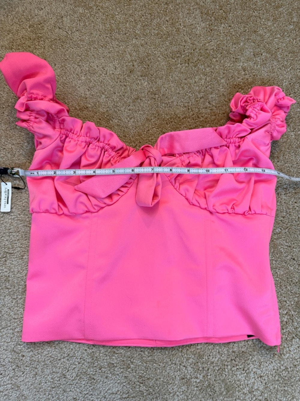 I.AM.GIA Naomi Top Hot Pink Ruffle Tie-Front Crop Top Size Small - Picture 3 of 8